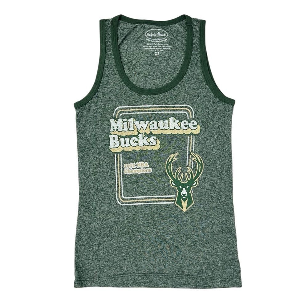 Majestic Women's NBA Milwaukee Bucks Green Throwback 1971 Champions Tank Top XS